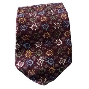 London Fog Tie Colorburst Floral 100% Silk Necktie Maroon Red Green Blue